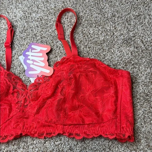 Fabletics Yitty Red Smoothing Lace Plunge Bralette NWT Size 3X - Picture 3 of 6